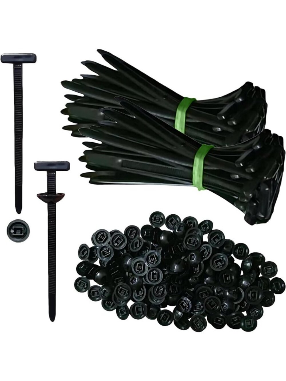 100 Heavy-Duty Nylon Cable Ties with Pin & Button Design for Car Repairs